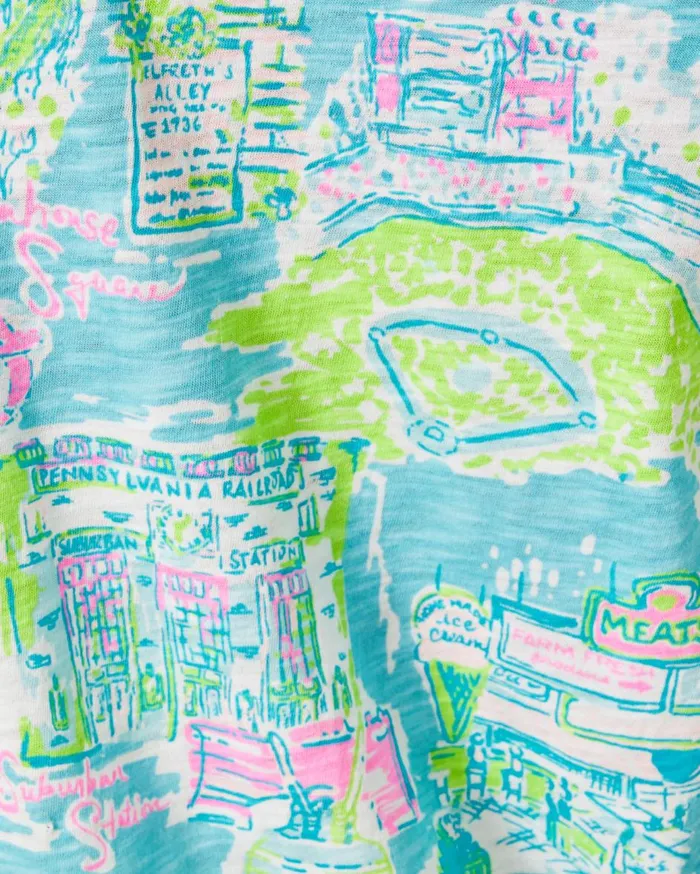 Women Lilly Pulitzer Tops Etta VNeck Top Whisper Blue Lilly Loves Nantucket