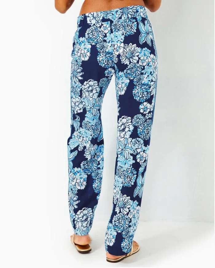 Women Lilly Pulitzer Tops Iona Sleeveless Top Low Tide Navy Bouquet All Day Engineered Woven Top