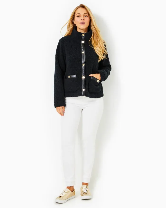 Women Lilly Pulitzer Tops Kamey Sherpa Jacket Onyx Women Lilly Pulitzer Tops Kamey Sherpa Jacket Onyx