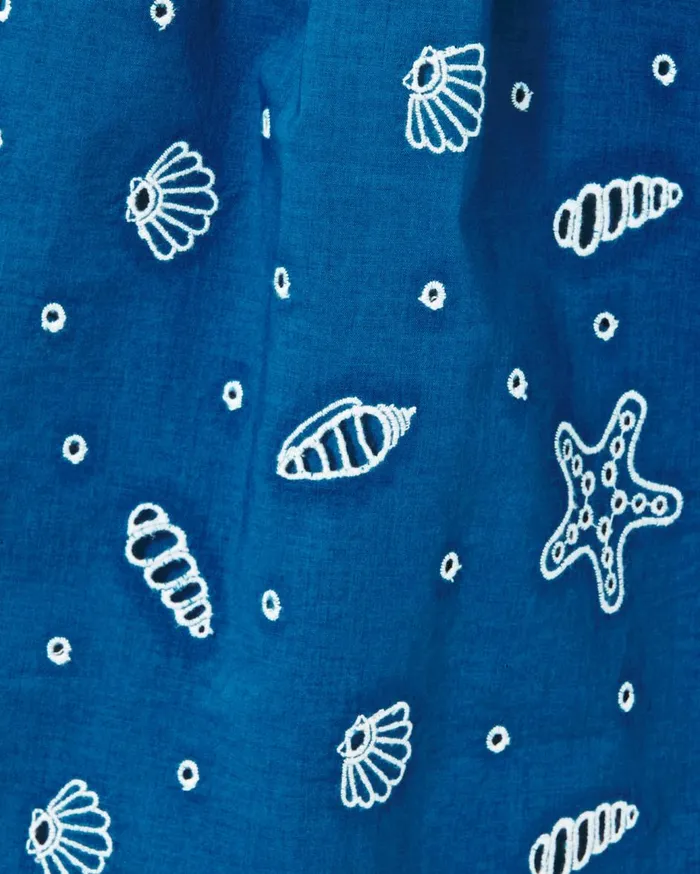 Women Lilly Pulitzer Tops Maisha Eyelet Top Barton Blue Shell Collector Embroidery Women Lilly Pulitzer Tops Maisha Eyelet Top Barton Blue Shell Collector Embroidery