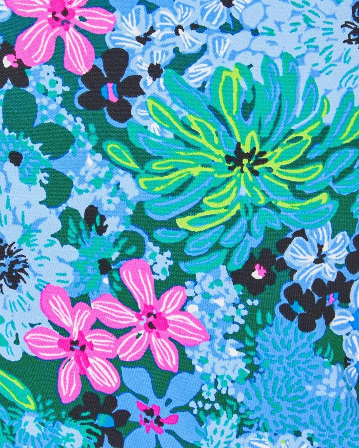 Women Lilly Pulitzer Tops UPF 50 Luxletic Frida Polo Bon Bon Blue