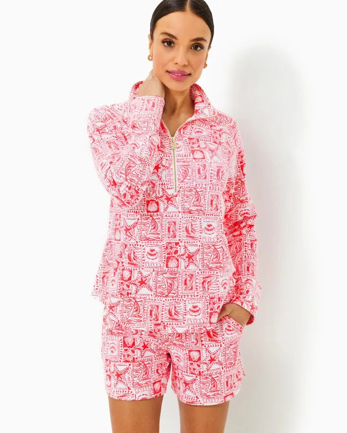 Women Lilly Pulitzer Tops UPF 50 Skipper Popover Low Tide Navy Pandarama Women Lilly Pulitzer Tops UPF 50 Skipper Popover Low Tide Navy Pandarama