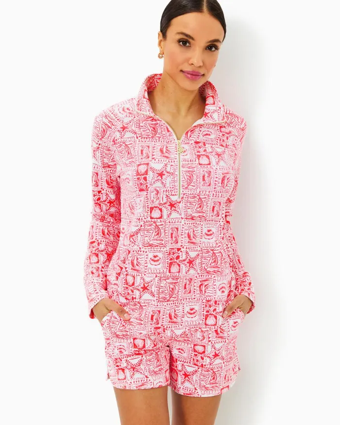 Women Lilly Pulitzer Tops UPF 50 Skipper Popover Low Tide Navy Pandarama Women Lilly Pulitzer Tops UPF 50 Skipper Popover Low Tide Navy Pandarama