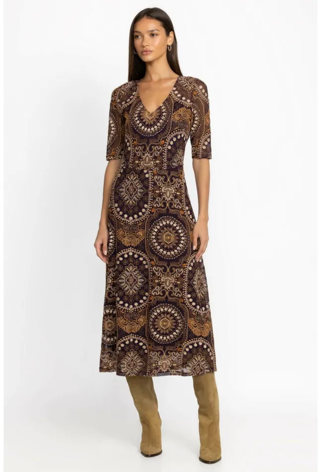 Women Loving Is Easy Mesh Midi Dress Multi Johnny Was Dresses