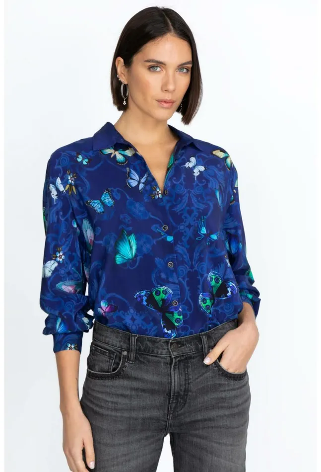 Women Marina Button Down Shirt Holly Johnny Was Tops