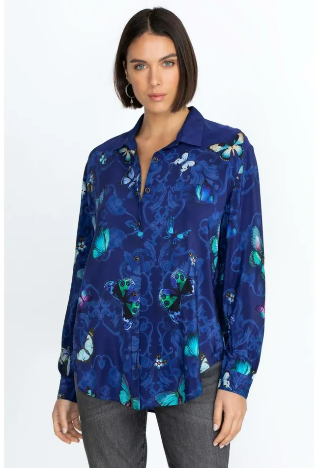 Women Marina Button Down Shirt Holly Johnny Was Tops