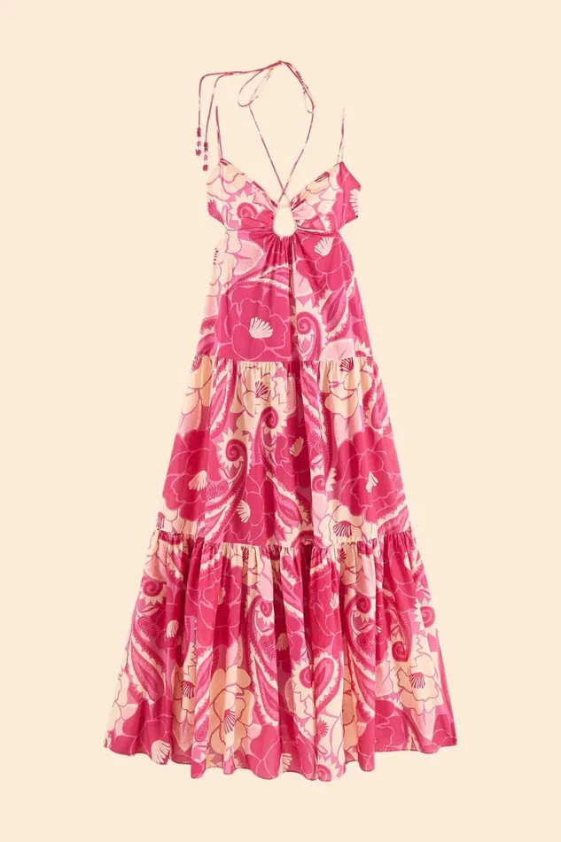 Women Maxi Dresses Farm Rio Pink Tropical Groove Maxi Dress