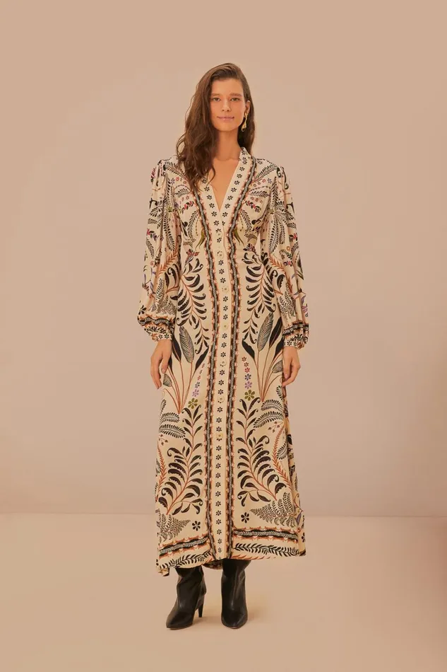 Women Maxi Dresses Farm Rio Sand Classic Nature Maxi Dress