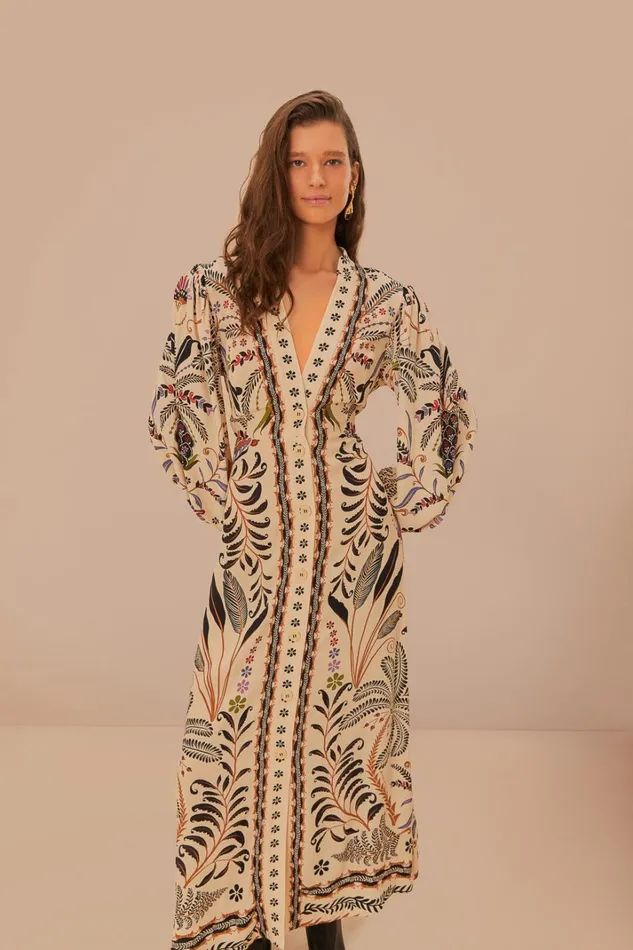 Women Maxi Dresses Farm Rio Sand Classic Nature Maxi Dress
