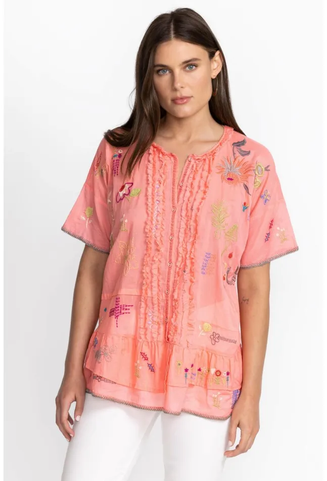 Women Mayeda Blouse Shell Pink Johnny Was Tops