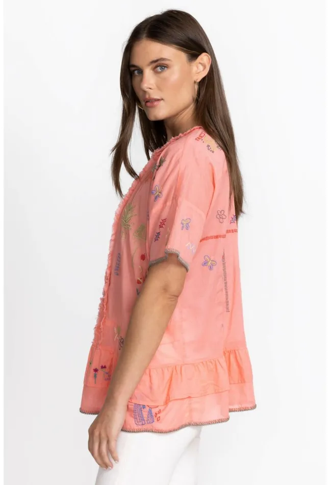 Women Mayeda Blouse Shell Pink Johnny Was Tops