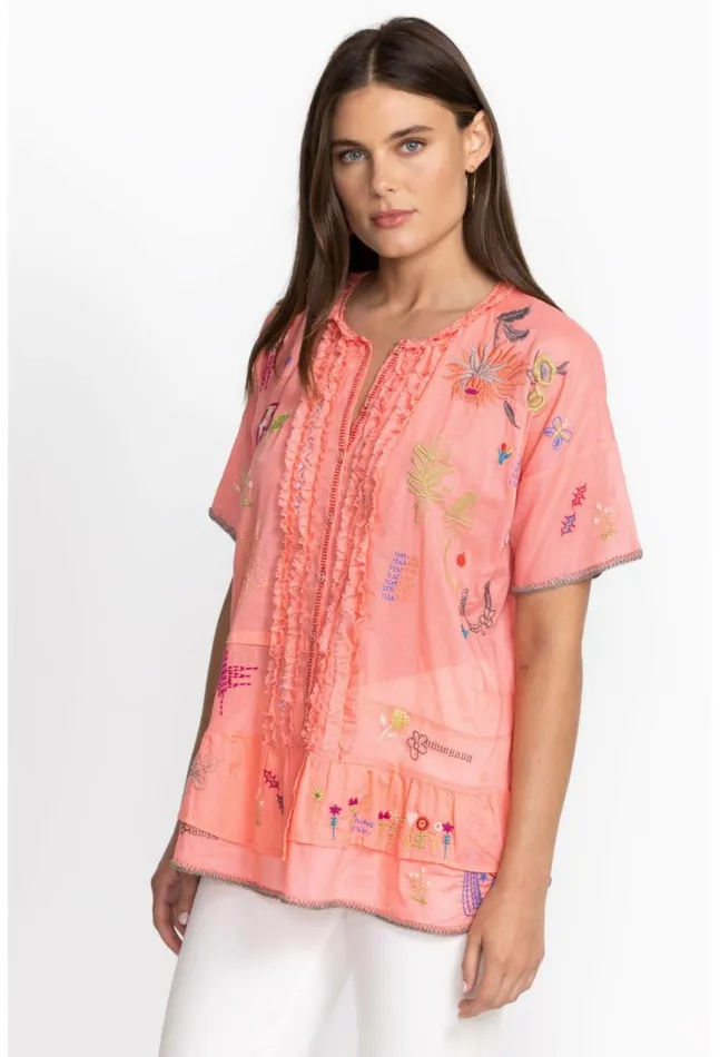 Women Mayeda Blouse Shell Pink Johnny Was Tops