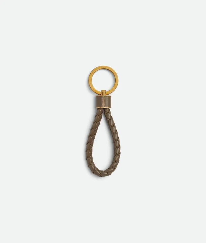 WomenMen Bottega Veneta Key Rings Intreccio Key Ring Taupe Grey