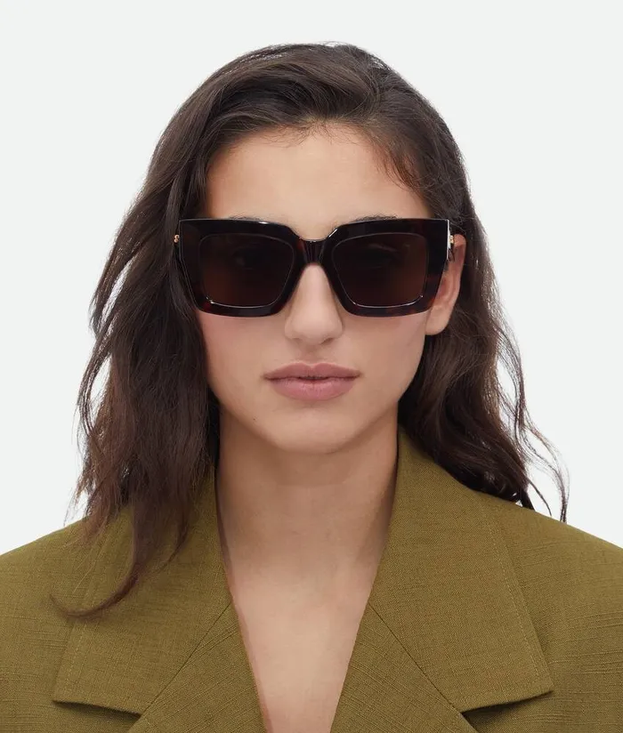 WomenMen Bottega Veneta Sunglasses Classic Square Sunglasses Havana Brown