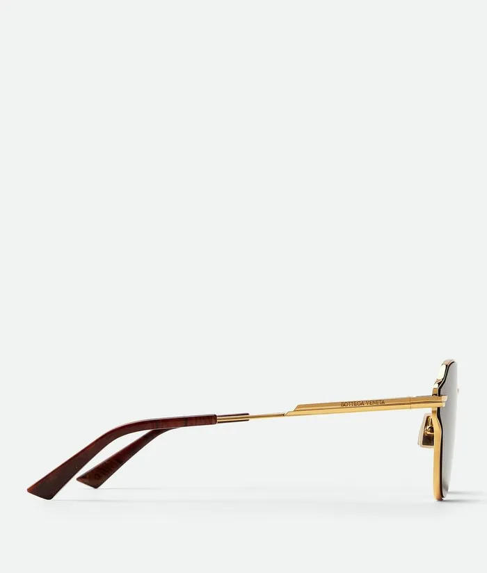 WomenMen Bottega Veneta Sunglasses Glaze Metal Aviator Sunglasses Gold Brown
