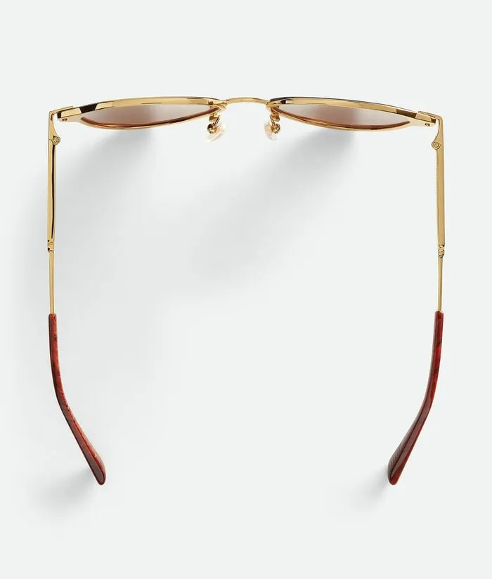 WomenMen Bottega Veneta Sunglasses Glaze Metal Aviator Sunglasses Gold Brown