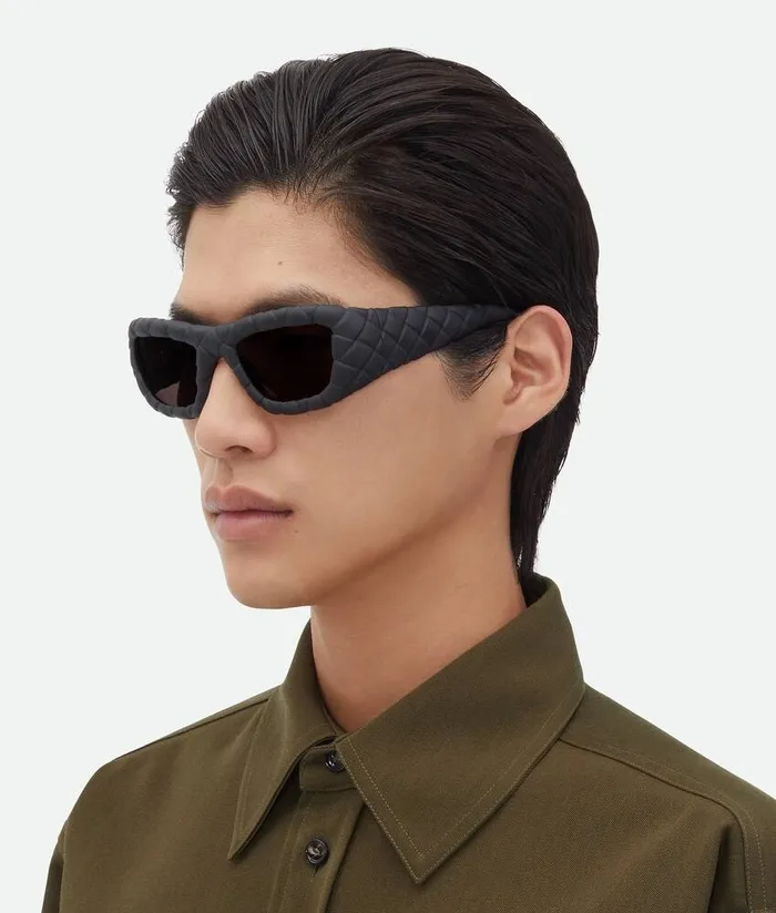 WomenMen Bottega Veneta Sunglasses Intrecciato Rectangular Sunglasses Blackgrey