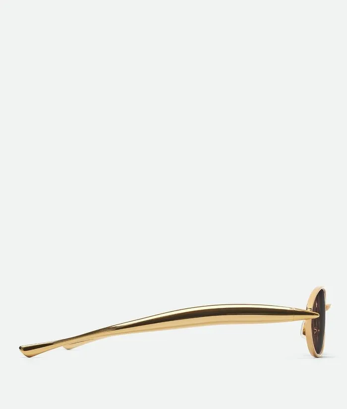 WomenMen Bottega Veneta Sunglasses Sardine Oval Sunglasses Goldgoldgrey