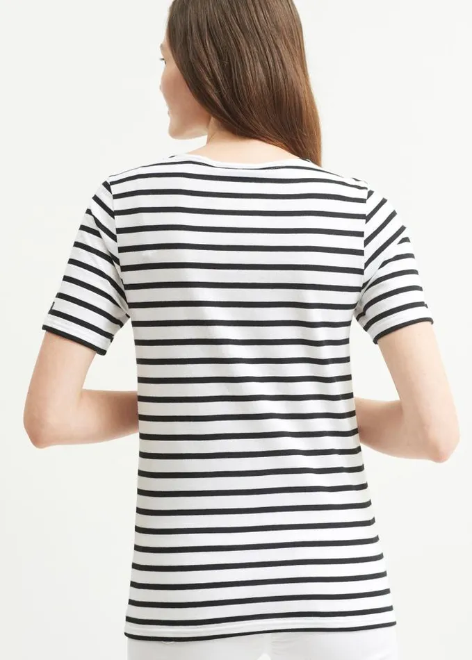 WomenMen Breton Striped Shirts Saint James LEVANT MODERN White Black