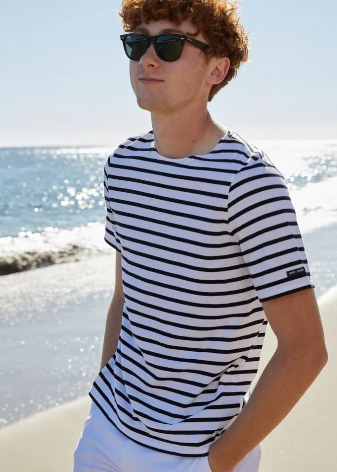 WomenMen Breton Striped Shirts Saint James LEVANT MODERN White Black