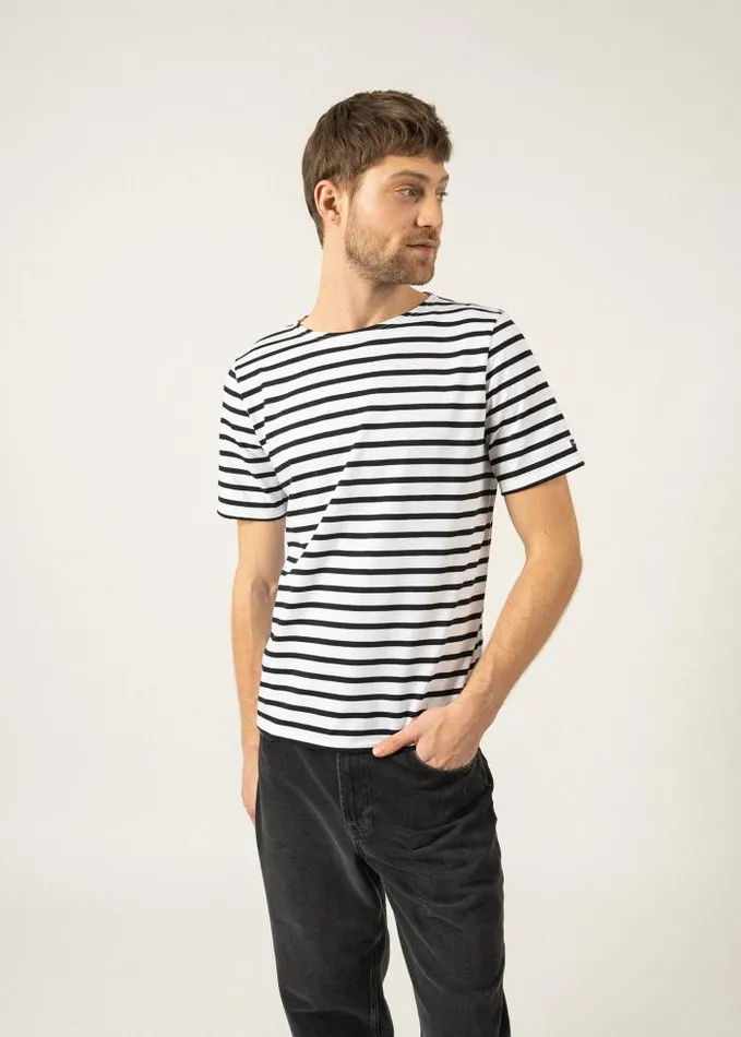 WomenMen Breton Striped Shirts Saint James LEVANT MODERN White Black