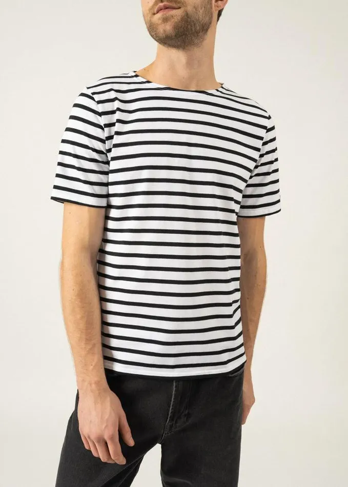 WomenMen Breton Striped Shirts Saint James LEVANT MODERN White Black