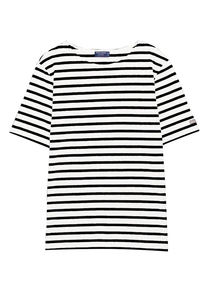 WomenMen Breton Striped Shirts Saint James LEVANT MODERN White Black