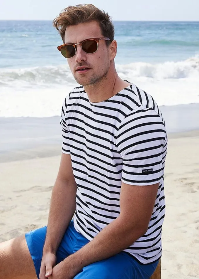 WomenMen Breton Striped Shirts Saint James LEVANT MODERN White Black