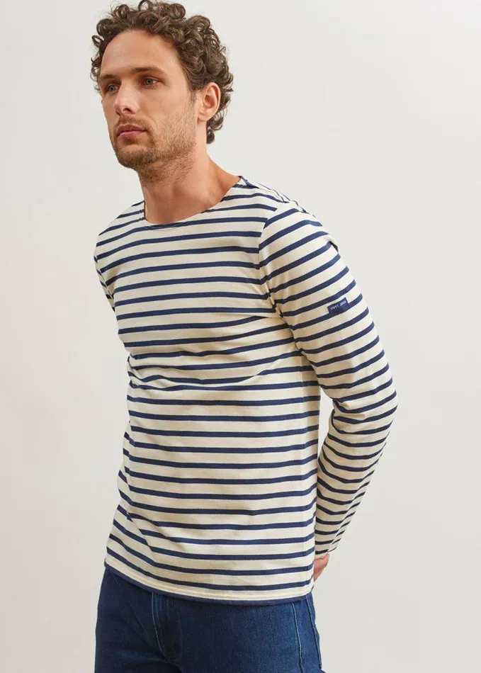 WomenMen Breton Striped Shirts Saint James MINQUIERS MODERN Ecru Navy