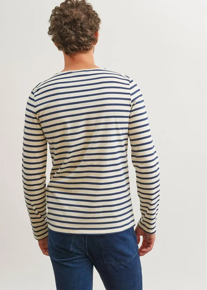 WomenMen Breton Striped Shirts Saint James MINQUIERS MODERN Ecru Navy