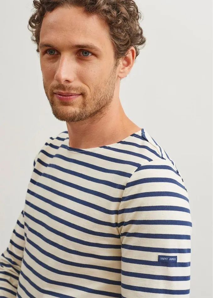 WomenMen Breton Striped Shirts Saint James MINQUIERS MODERN Ecru Navy
