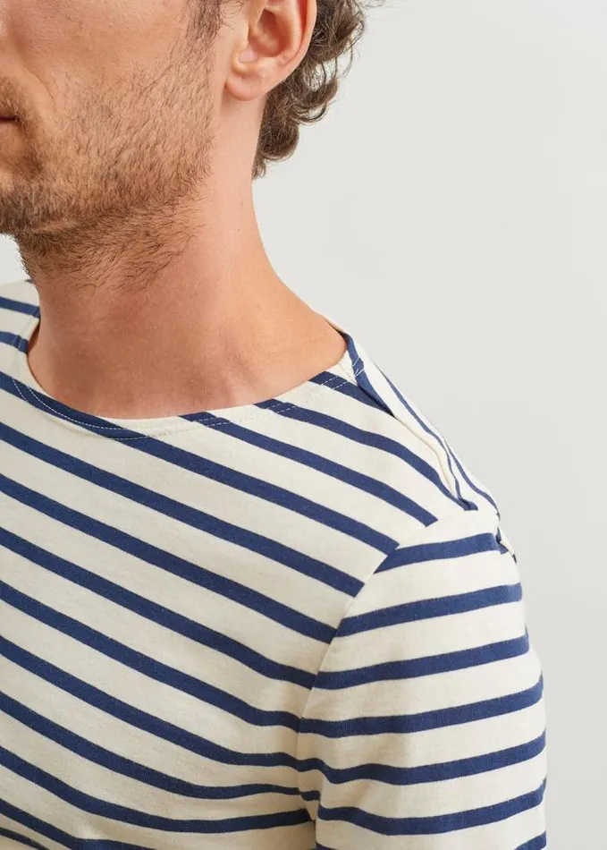 WomenMen Breton Striped Shirts Saint James MINQUIERS MODERN Ecru Navy