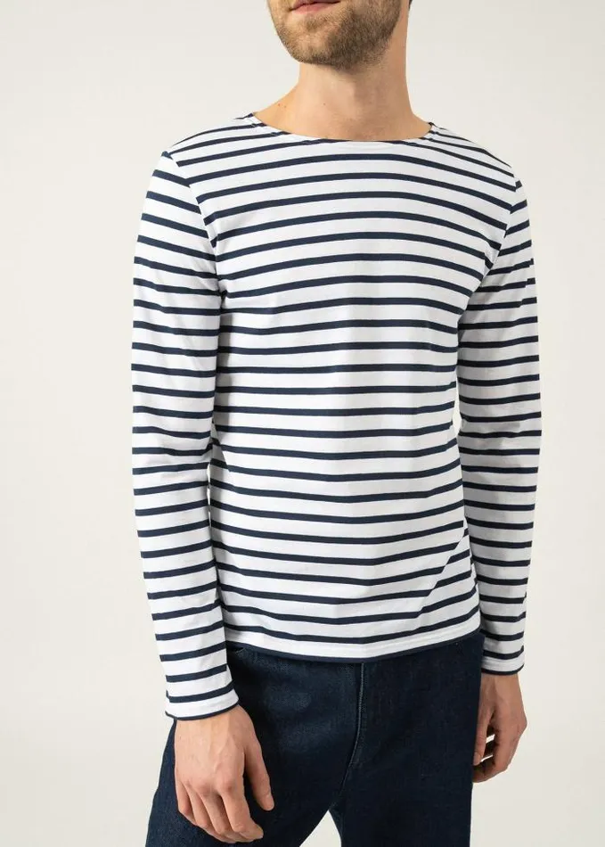 WomenMen Breton Striped Shirts Saint James MINQUIERS MODERN White Navy