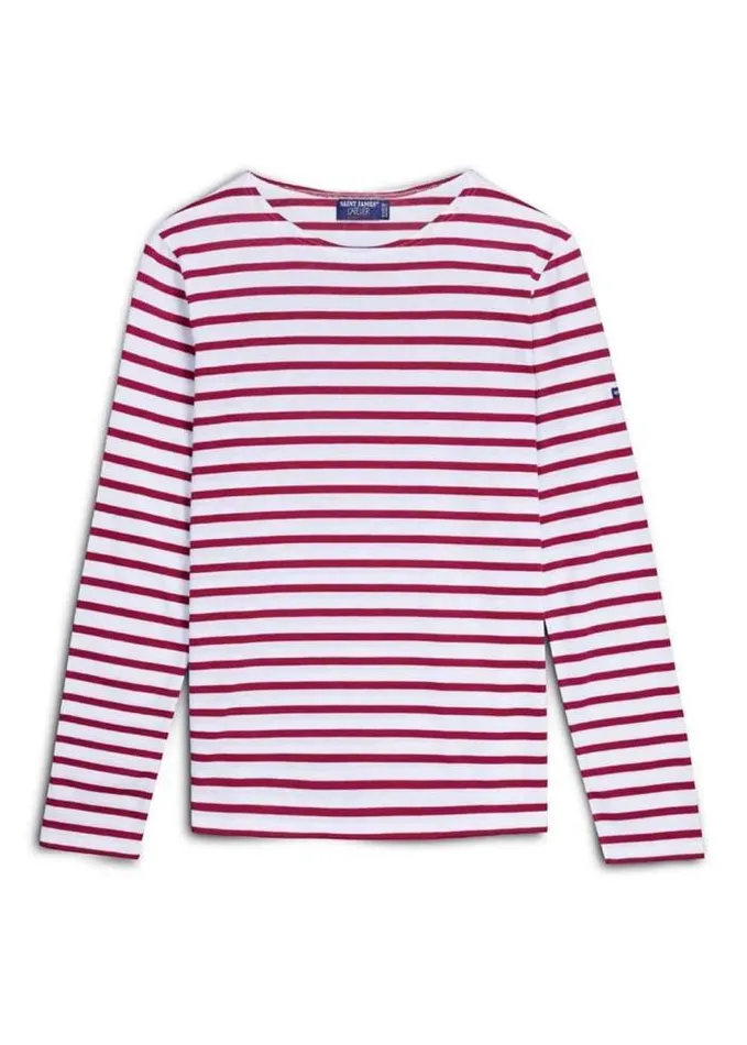 WomenMen Breton Striped Shirts Saint James MINQUIERS MODERN White Red