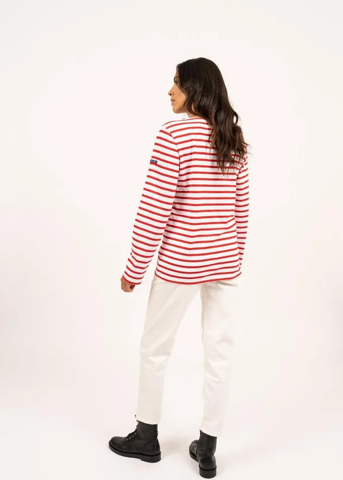 WomenMen Breton Striped Shirts Saint James MINQUIERS MODERN White Red