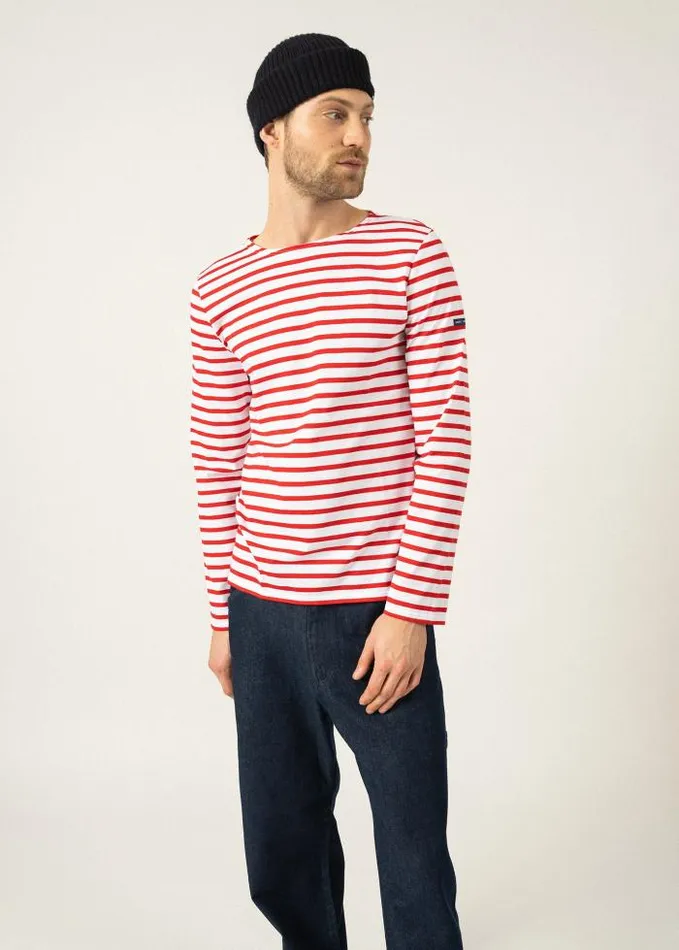 WomenMen Breton Striped Shirts Saint James MINQUIERS MODERN White Red