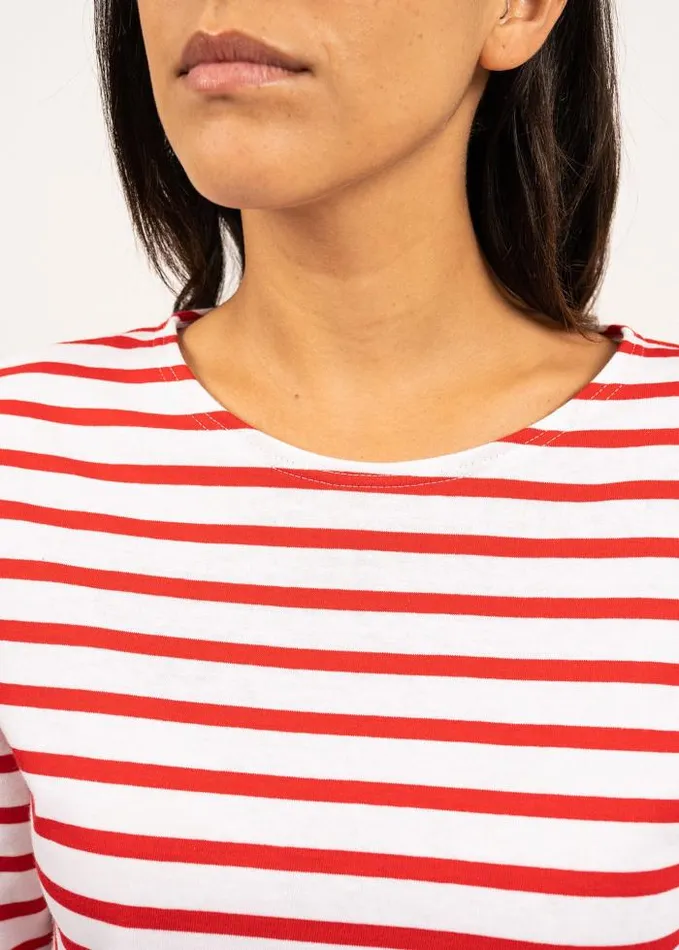 WomenMen Breton Striped Shirts Saint James MINQUIERS MODERN White Red