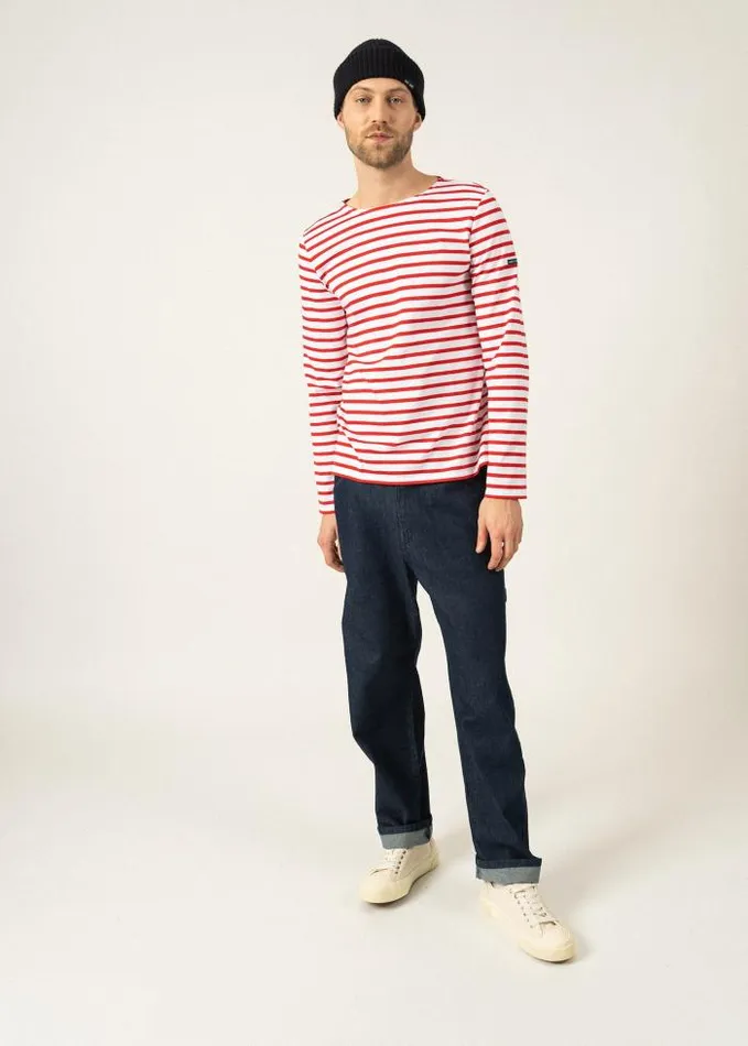 WomenMen Breton Striped Shirts Saint James MINQUIERS MODERN White Red