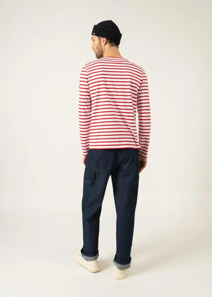 WomenMen Breton Striped Shirts Saint James MINQUIERS MODERN White Red