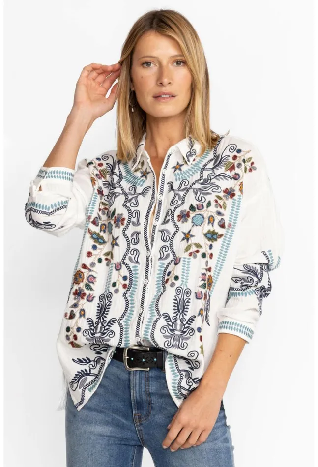Women Merrick Blouse Natural Johnny Was Tops