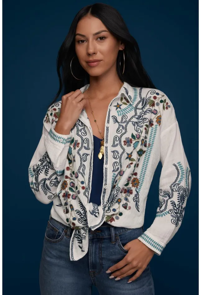 Women Merrick Blouse Natural Johnny Was Tops