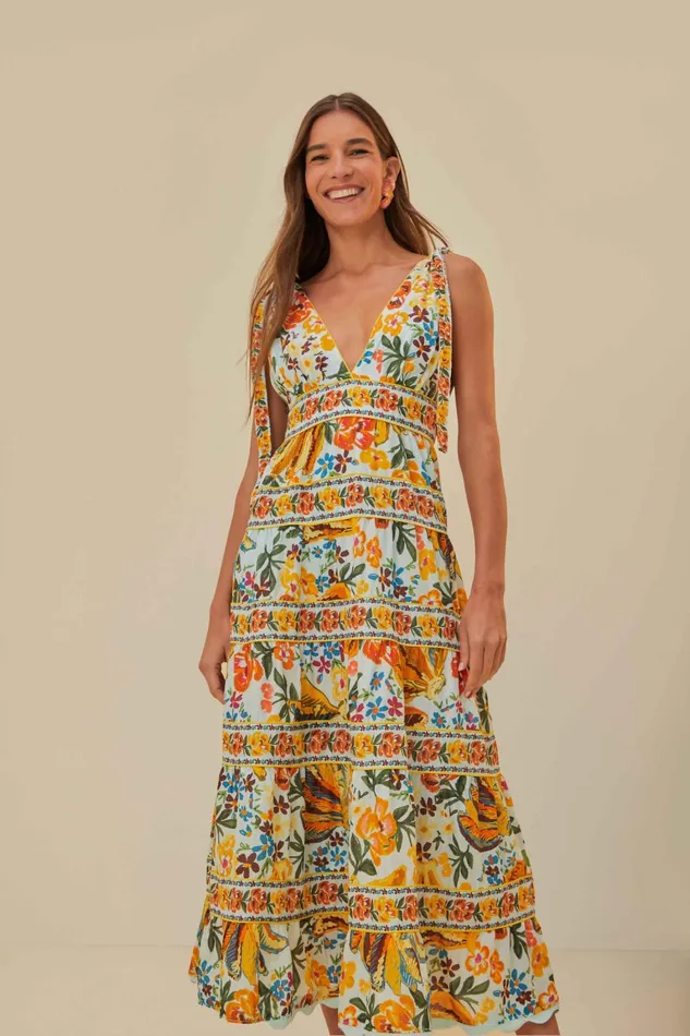 Women Midi Dresses Farm Rio Blue Spring Bananas Midi Dress