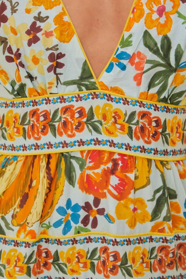 Women Midi Dresses Farm Rio Blue Spring Bananas Midi Dress