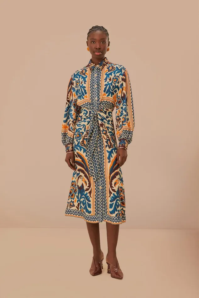 Women Midi Dresses Farm Rio Toucans Scarf Sand Midi Dress