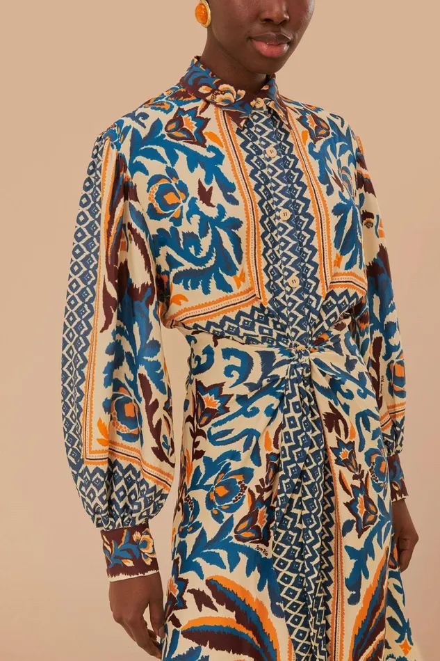 Women Midi Dresses Farm Rio Toucans Scarf Sand Midi Dress