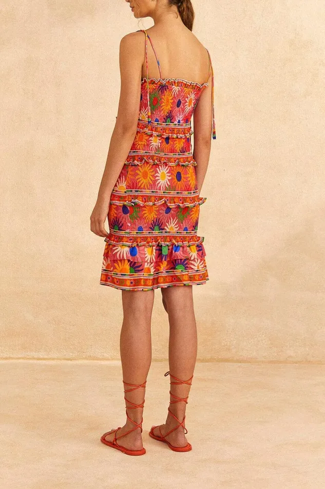 Women Mini Dresses Farm Rio Coral Summer Sun Mini Dress