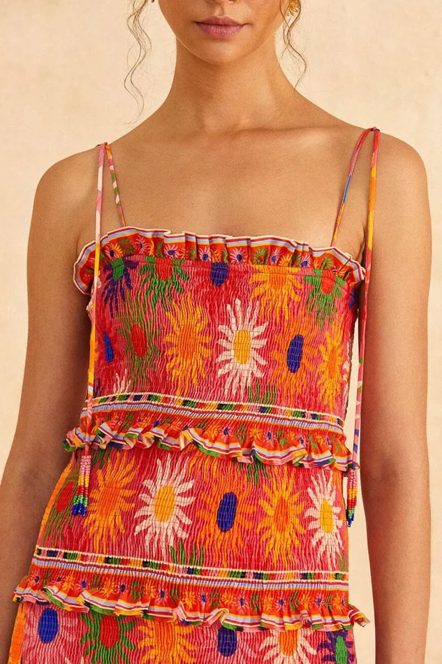 Women Mini Dresses Farm Rio Coral Summer Sun Mini Dress
