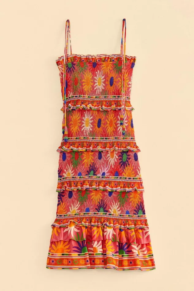 Women Mini Dresses Farm Rio Coral Summer Sun Mini Dress