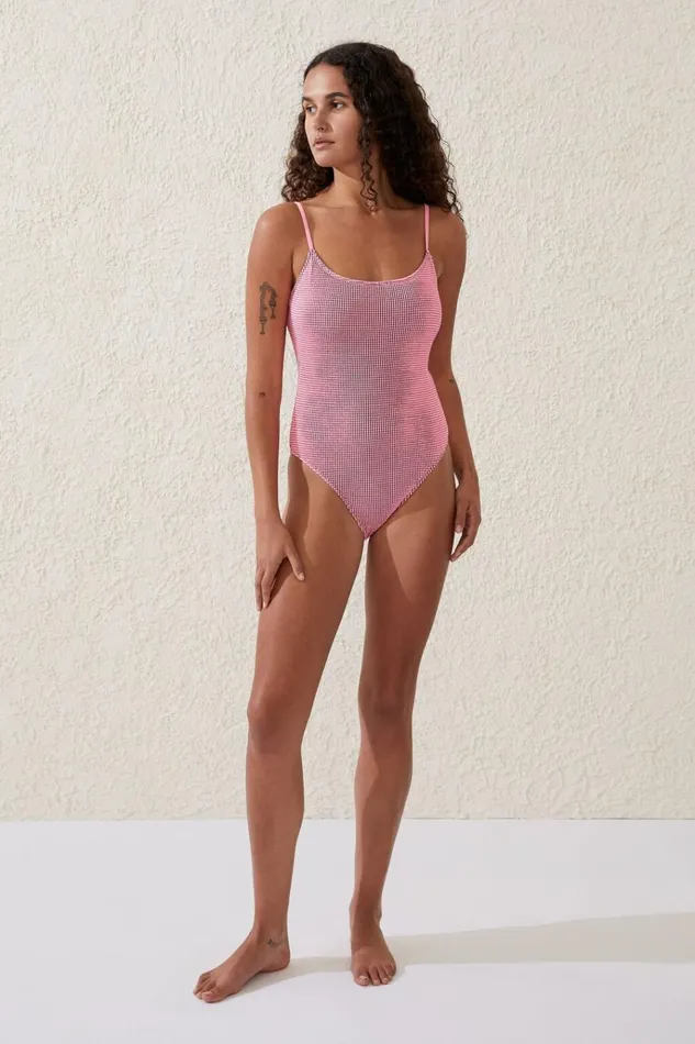 Women One Piece Swimsuits Cotton On Thin Strap Low Scoop One Piece Cheeky Neon Crushblack Crinkle Women One Piece Swimsuits Cotton On Thin Strap Low Scoop One Piece Cheeky Neon Crushblack Crinkle
