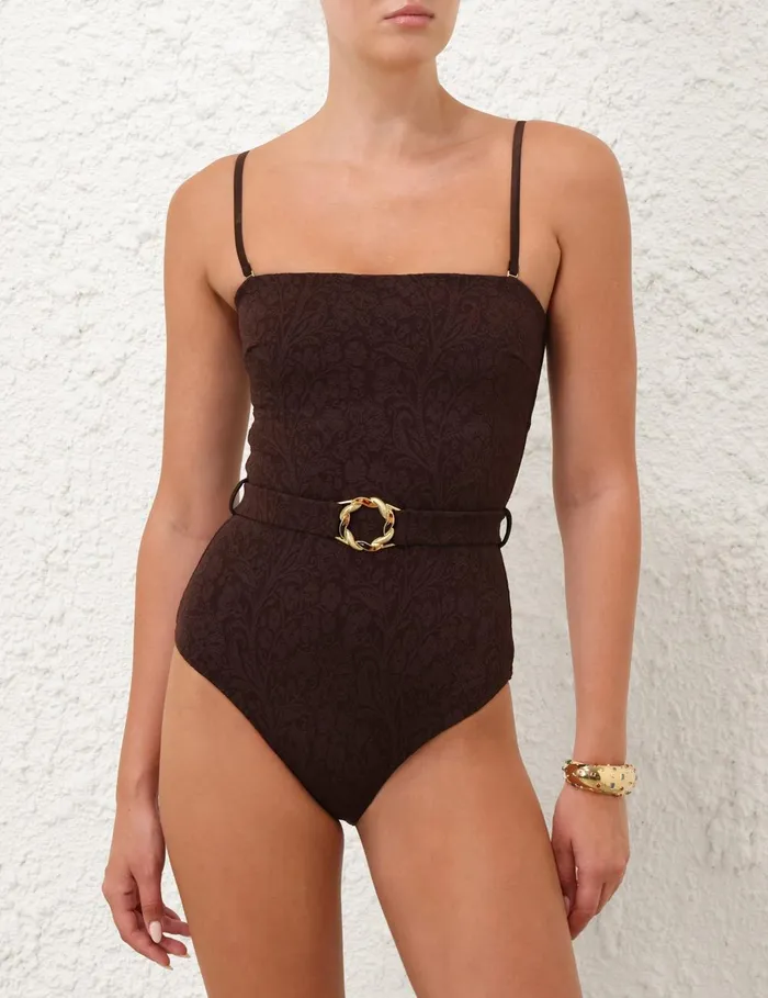 Women One Pieces Zimmermann Acacia Textured Bandeau 1pc Chocolate